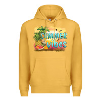 Mustard summer vibes sunset and fruits Premium Hoodie - BarkalooDesign