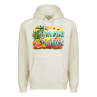 Oatmeal Heather summer vibes sunset and fruits Premium Hoodie - BarkalooDesign