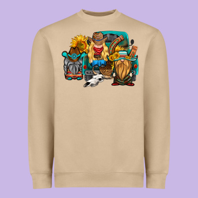 Western Truck With Gnomes Heavyweight Sweatshirt Designed By Hra Design Shop