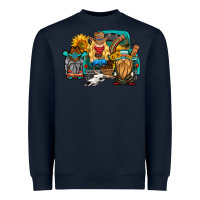 Navy western Truck with gnomes Heavyweight Sweatshirt - HRA Design Shop