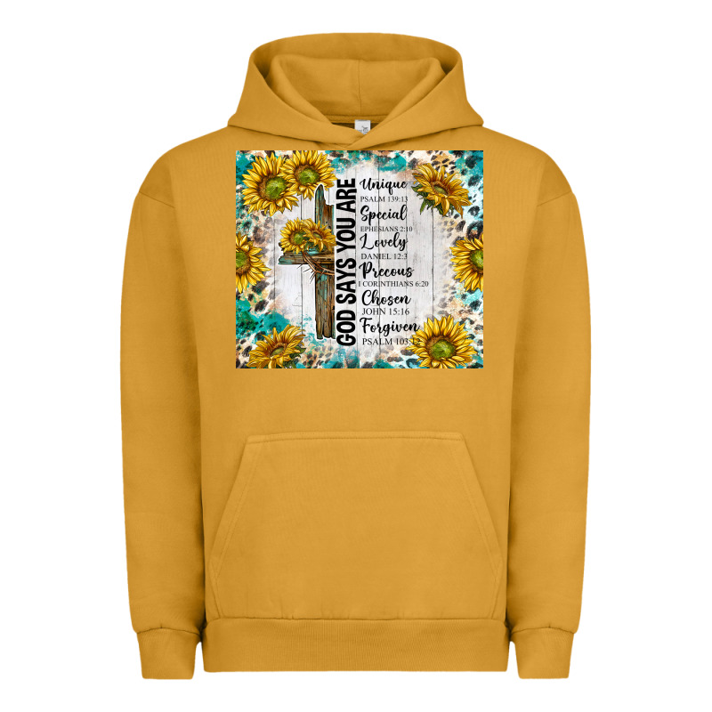 God Says You Are With Sunflower Urban Hoodie by TumblerDesignByShophia | Teevron