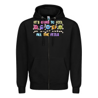 Black it's okay to feel all the feels Zipper Hoodie - MaliasSmallBusiness