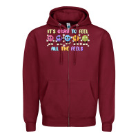 Burgundy it's okay to feel all the feels Zipper Hoodie - MaliasSmallBusiness