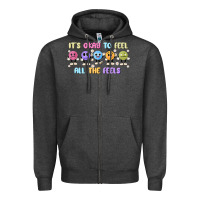 Charcoal Heather it's okay to feel all the feels Zipper Hoodie - MaliasSmallBusiness