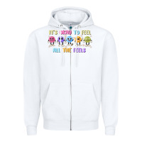 White it's okay to feel all the feels Zipper Hoodie - MaliasSmallBusiness