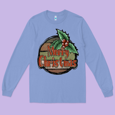 Merry Christmas Long Sleeve Tee Designed By Jahusdesignshop