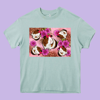 Guinea Pig Flowers Heavy Core Tee Designed By Artiststas