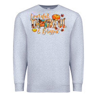 Heather Grey grateful thankful and blessed Premium Sweatshirt - MaliasSmallBusiness