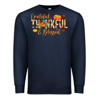 Navy grateful thankful and blessed Premium Sweatshirt - MaliasSmallBusiness