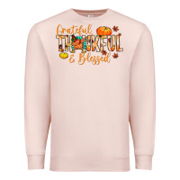 Pale Pink grateful thankful and blessed Premium Sweatshirt - MaliasSmallBusiness