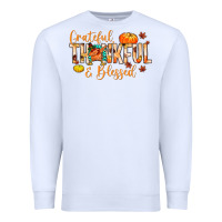 White grateful thankful and blessed Premium Sweatshirt - MaliasSmallBusiness