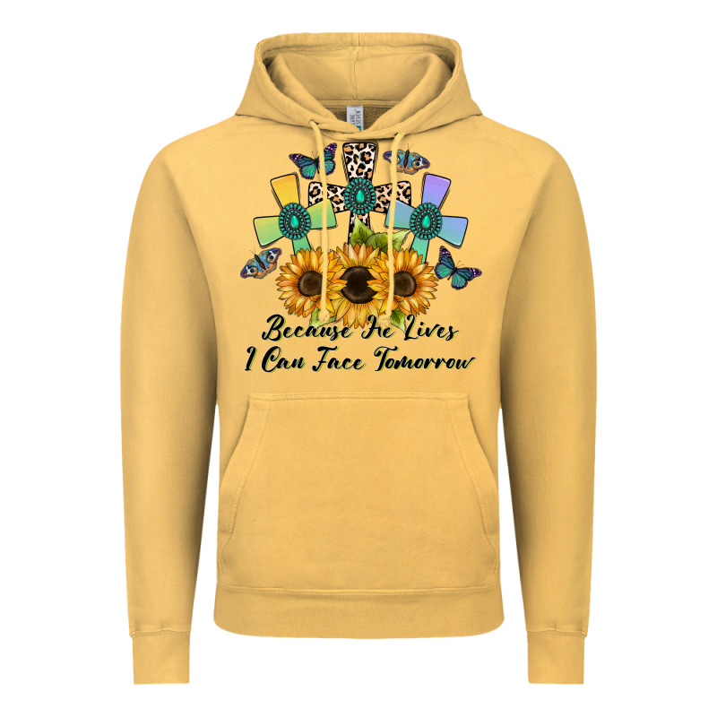 Because He Lives I Can Face Tomorrow Vintage Hoodie by CowhideDigitalArt | Teevron