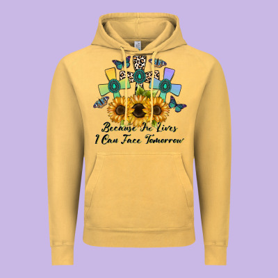 Because He Lives I Can Face Tomorrow Vintage Hoodie Designed By Cowhidedigitalart