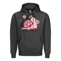 Charcoal Heather snail progress is stil progress Zipper Hoodie - MaliasSmallBusiness