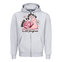 Heather Grey snail progress is stil progress Zipper Hoodie - MaliasSmallBusiness