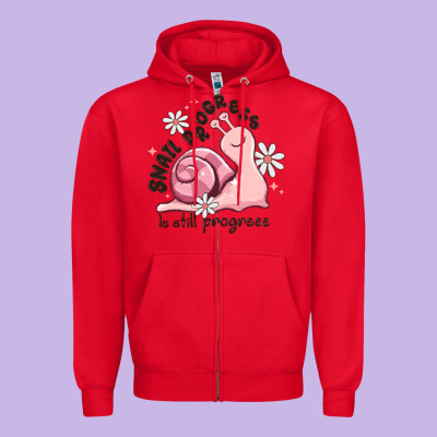 Snail Progress Is Stil Progress Zipper Hoodie Designed By Maliassmallbusiness