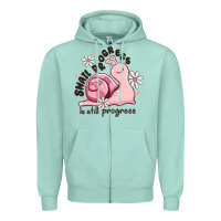 Seafoam snail progress is stil progress Zipper Hoodie - MaliasSmallBusiness
