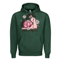 Sports Green snail progress is stil progress Zipper Hoodie - MaliasSmallBusiness