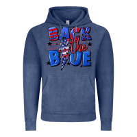 Vintage Denim Back the blue with lightning bolt 4th of july Vintage Hoodie - CowGirlArtShop