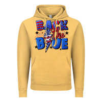 Vintage Mustard Back the blue with lightning bolt 4th of july Vintage Hoodie - CowGirlArtShop
