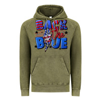 Vintage Olive Back the blue with lightning bolt 4th of july Vintage Hoodie - CowGirlArtShop