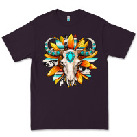 Plum Western bull skull sunflower Premium Tee - MaliasSmallBusiness