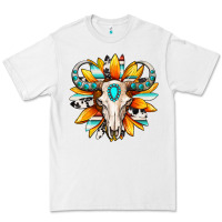 White Western bull skull sunflower Premium Tee - MaliasSmallBusiness