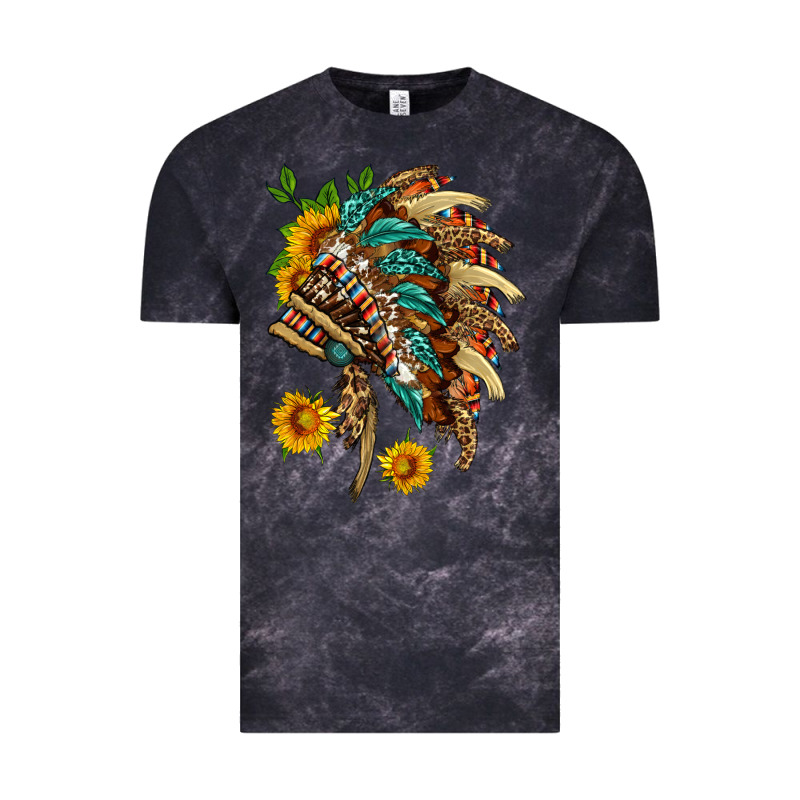 Indian Headdress With Pattern And Sunflowers Vintage Tee by HRA Design Shop | Teevron