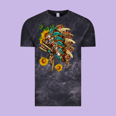 Indian Headdress With Pattern And Sunflowers Vintage Tee Designed By Hra Design Shop