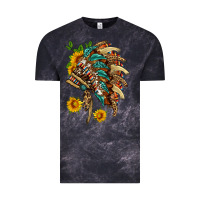 Cloud Black indian headdress with pattern and sunflowers Vintage Tee - HRA Design Shop
