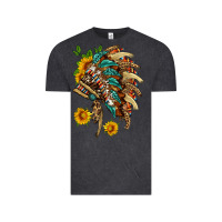 Vintage Black indian headdress with pattern and sunflowers Vintage Tee - HRA Design Shop