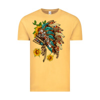 Vintage Mustard indian headdress with pattern and sunflowers Vintage Tee - HRA Design Shop