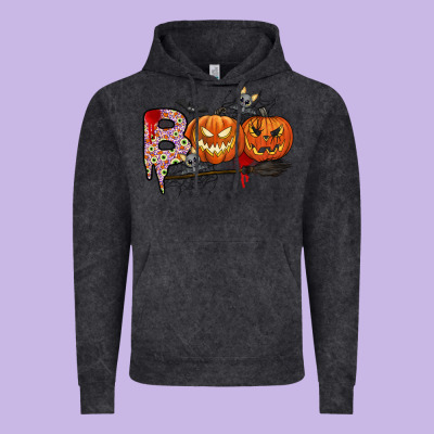 Boo Vintage Hoodie Designed By Cowhidedigitalart