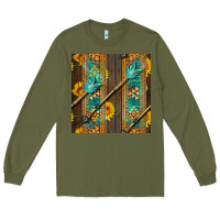 Army Green aztec and sunflowers Long Sleeve Tee - BundleAndBundleShop