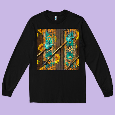 Aztec And Sunflowers Long Sleeve Tee Designed By Bundleandbundleshop