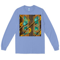 Colony Blue aztec and sunflowers Long Sleeve Tee - BundleAndBundleShop