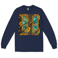 Navy aztec and sunflowers Long Sleeve Tee - BundleAndBundleShop