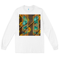 White aztec and sunflowers Long Sleeve Tee - BundleAndBundleShop