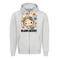 Dove Grey bloom bestie cat Zipper Hoodie - MaliasSmallBusiness