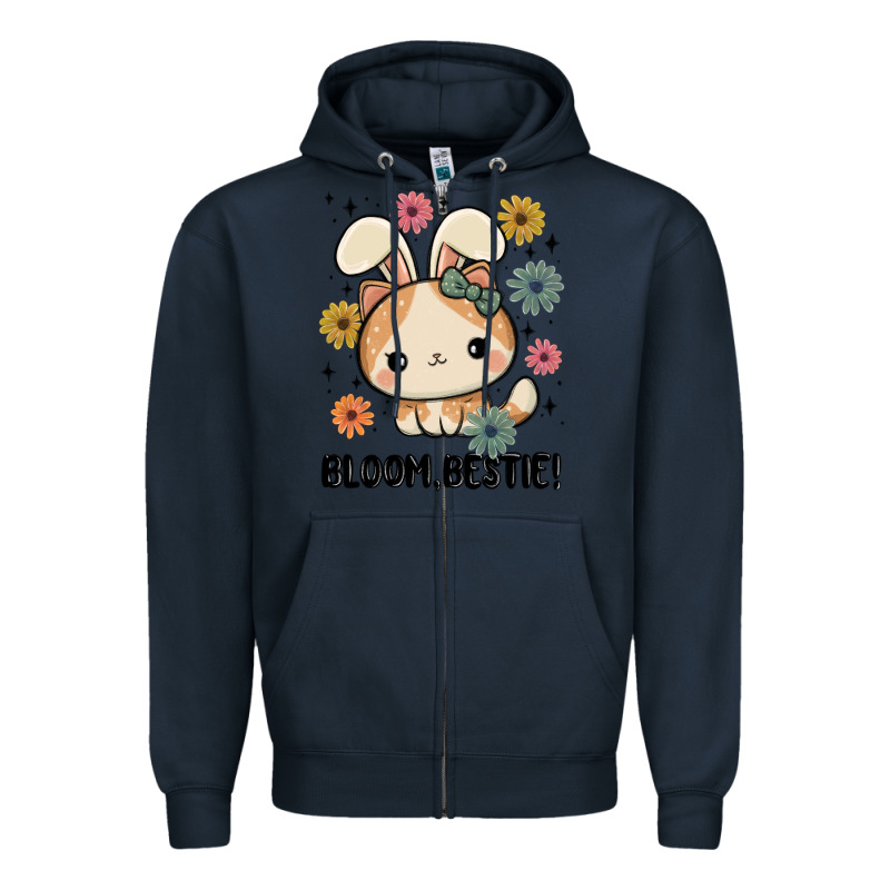 Bloom Bestie Cat Zipper Hoodie by MaliasSmallBusiness | Teevron