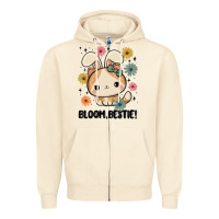 Sandshell bloom bestie cat Zipper Hoodie - MaliasSmallBusiness