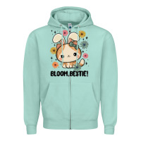 Seafoam bloom bestie cat Zipper Hoodie - MaliasSmallBusiness