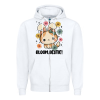 White bloom bestie cat Zipper Hoodie - MaliasSmallBusiness