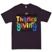 Plum enter his gates with thanksgiving psalm 100 4 Premium Tee - MaliasSmallBusiness