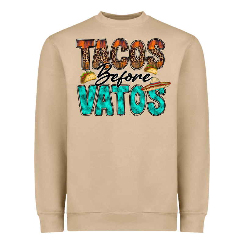 Tacos Before Vatos Heavyweight Sweatshirt by RacoonDesign | Teevron