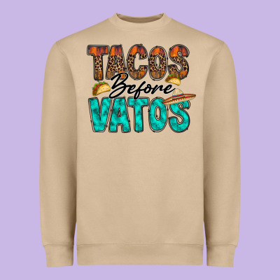 Tacos Before Vatos Heavyweight Sweatshirt Designed By Racoondesign