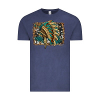 Vintage Denim indian headdress with background Vintage Tee - HRA Design Shop