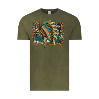 Vintage Olive indian headdress with background Vintage Tee - HRA Design Shop