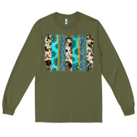 Army Green gemstone sunflower cowhide brushstroke Long Sleeve Tee - AdoDesignShop