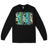 Black gemstone sunflower cowhide brushstroke Long Sleeve Tee - AdoDesignShop